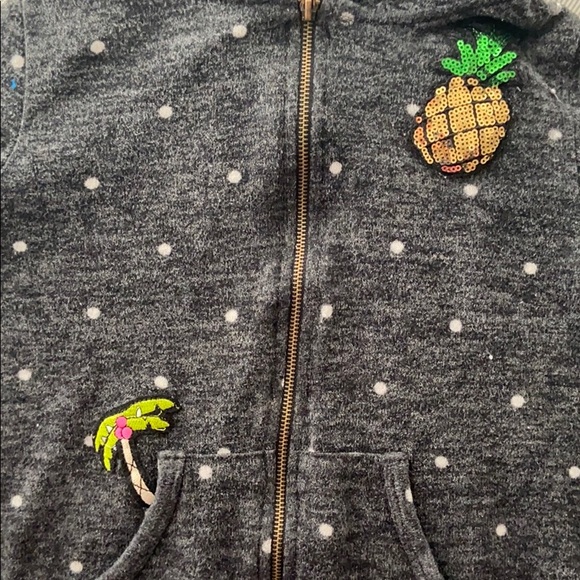 Girls Dark Grey polka-dot zip-up Hoodie - Picture 2 of 4